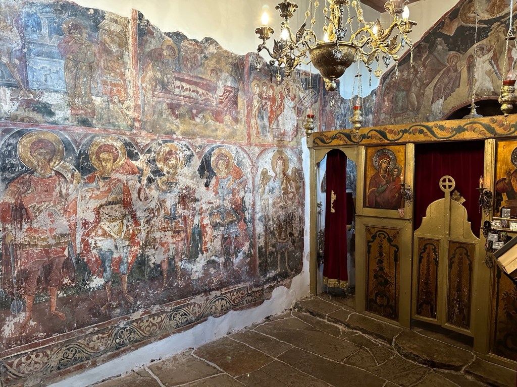 Fresco’s in het Paraskevi klooster in Monodendri, Centraal Griekenland