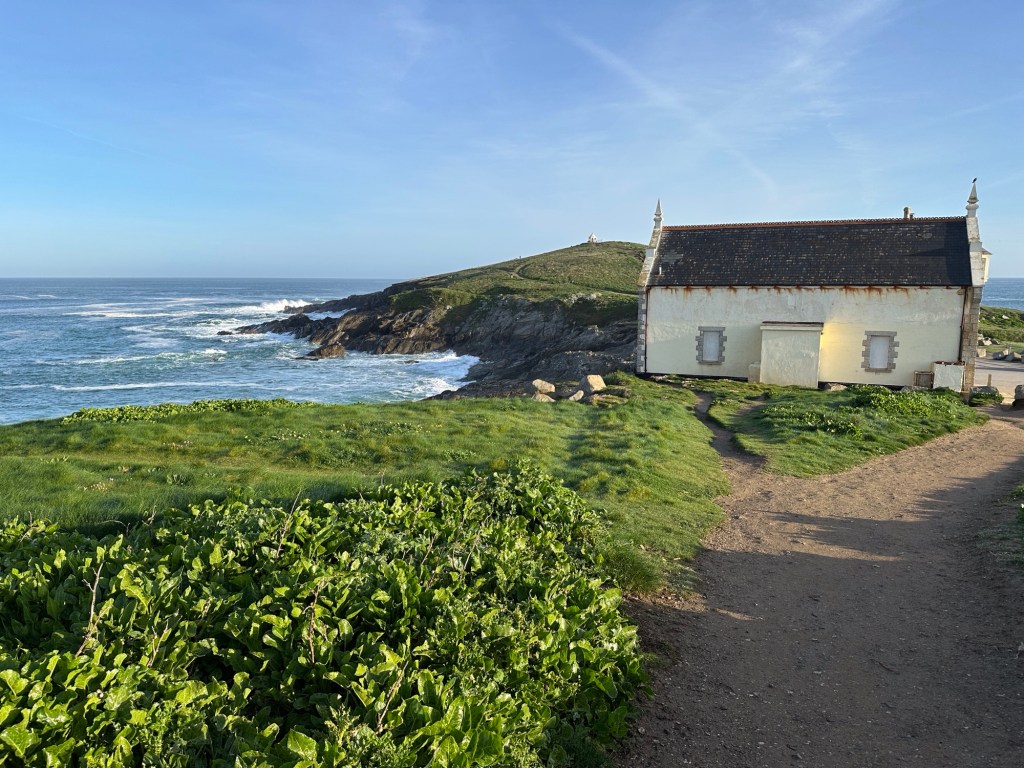 Towan Headland met with huisje op voorgrond