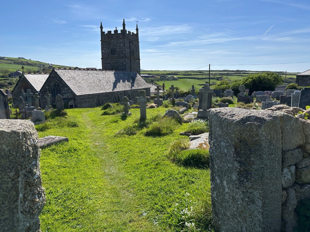 Kerkhof en kerk van Zennor
