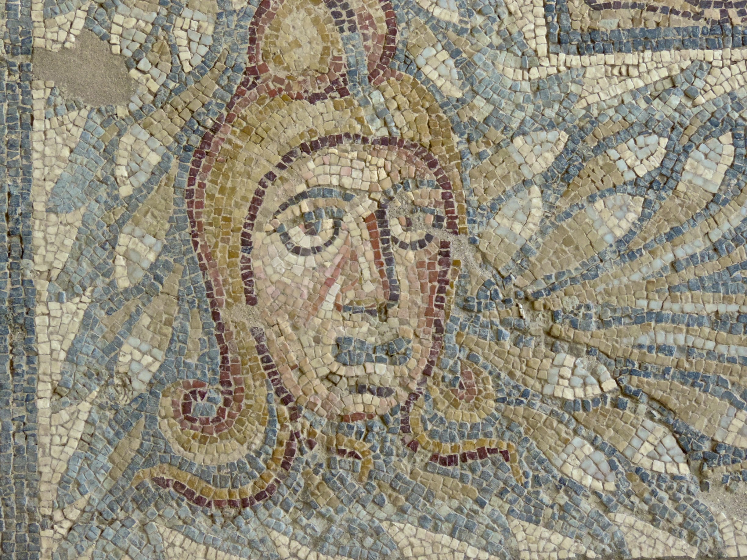 Mozaïek van gehelmd hoofd.