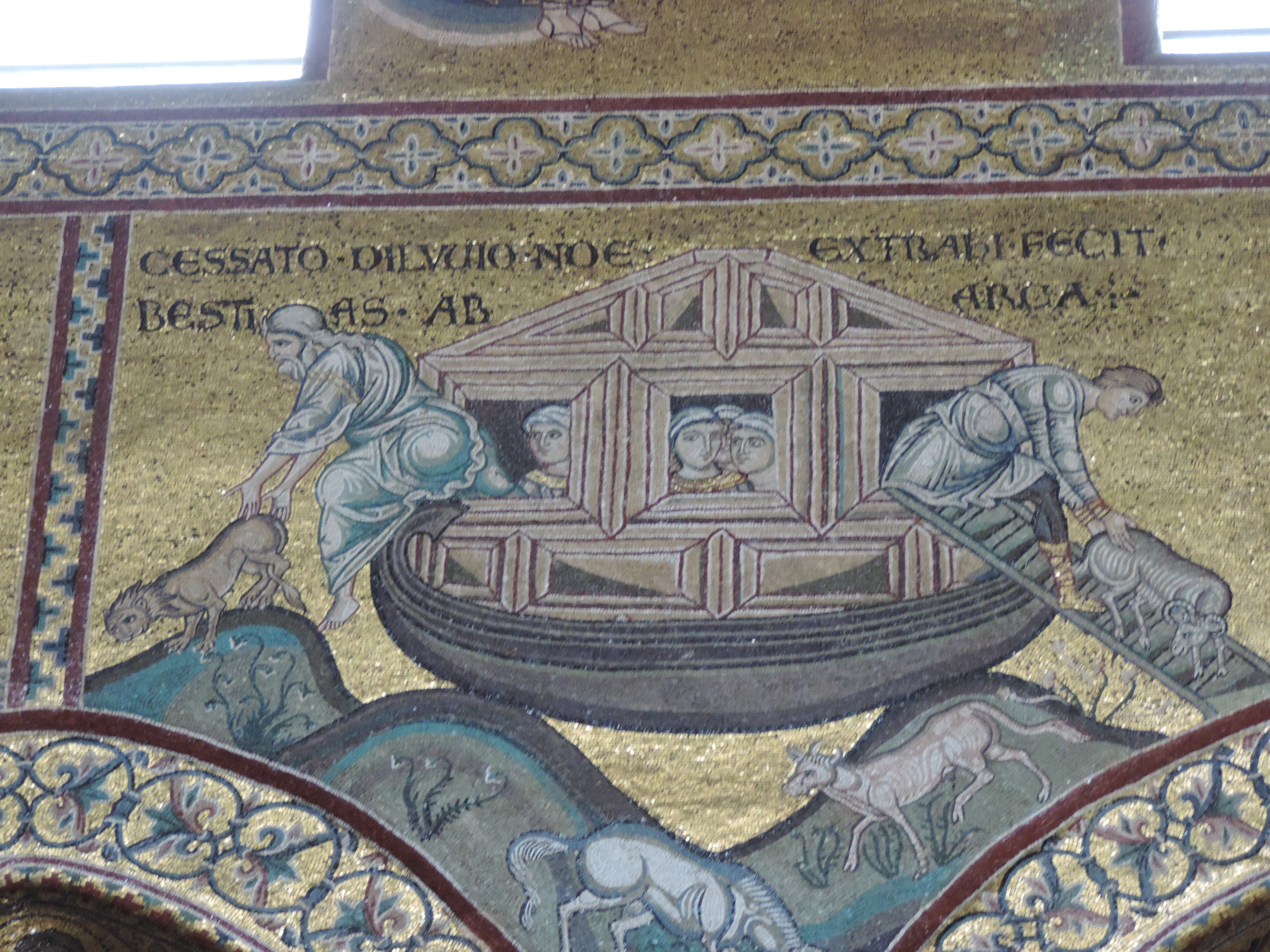 Mozaïek van religieus toneel.