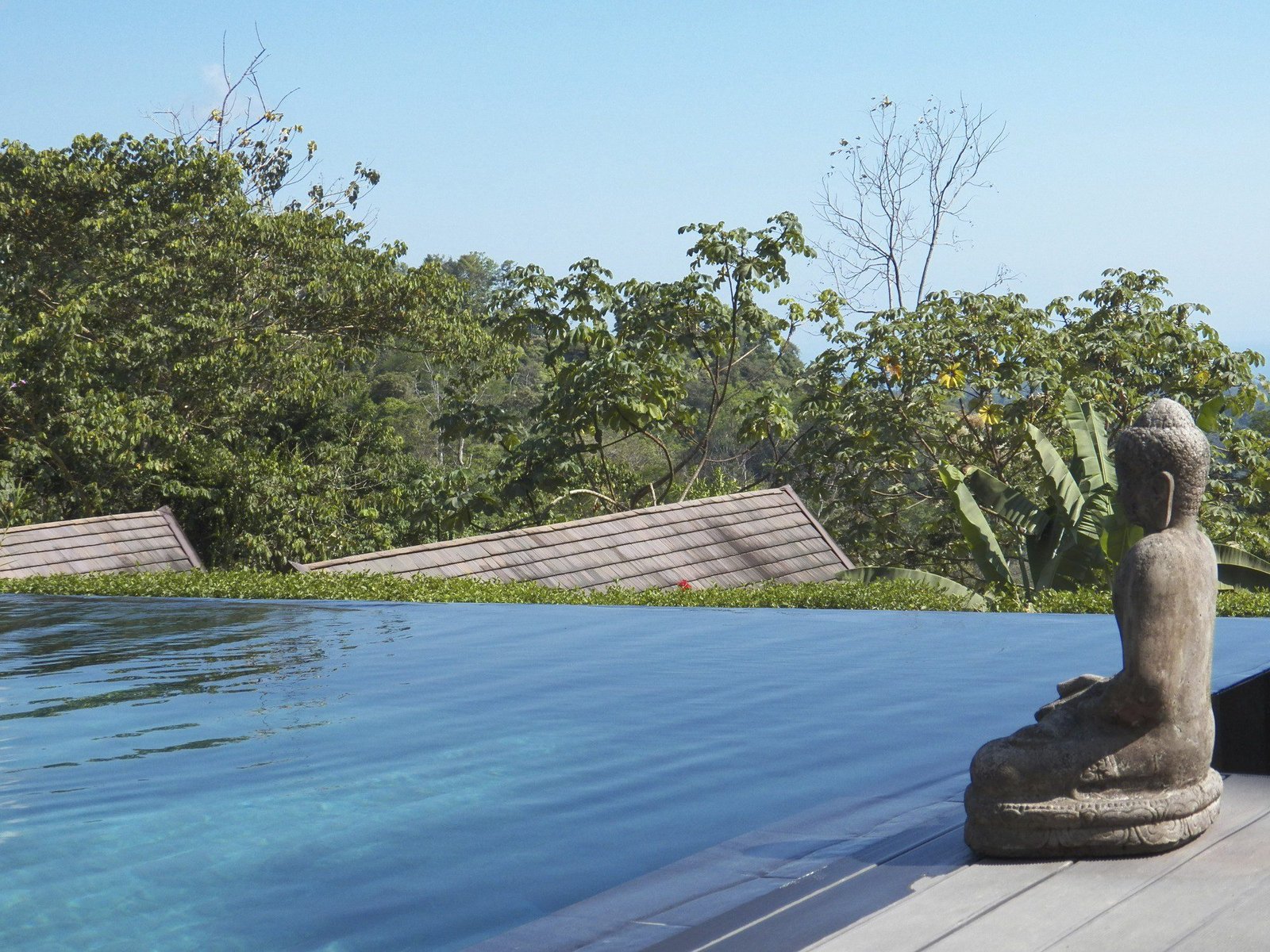 Infinity-pool met boeddha-beeld.