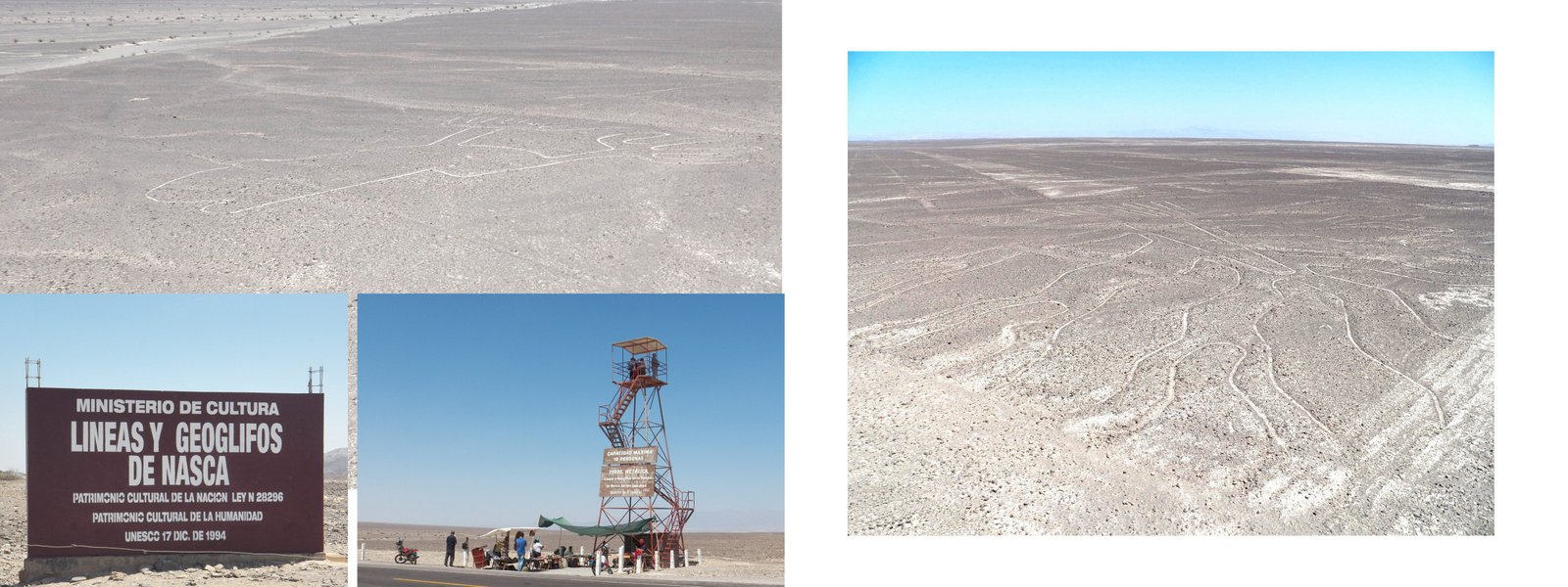 Nasca-lijnen in grijs zand en rotsige bodem.