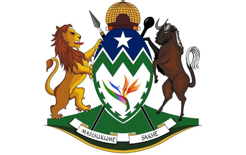 Wapenschild KwaZulu-Natal met leeuw, wildebeest, schild, crane flower.