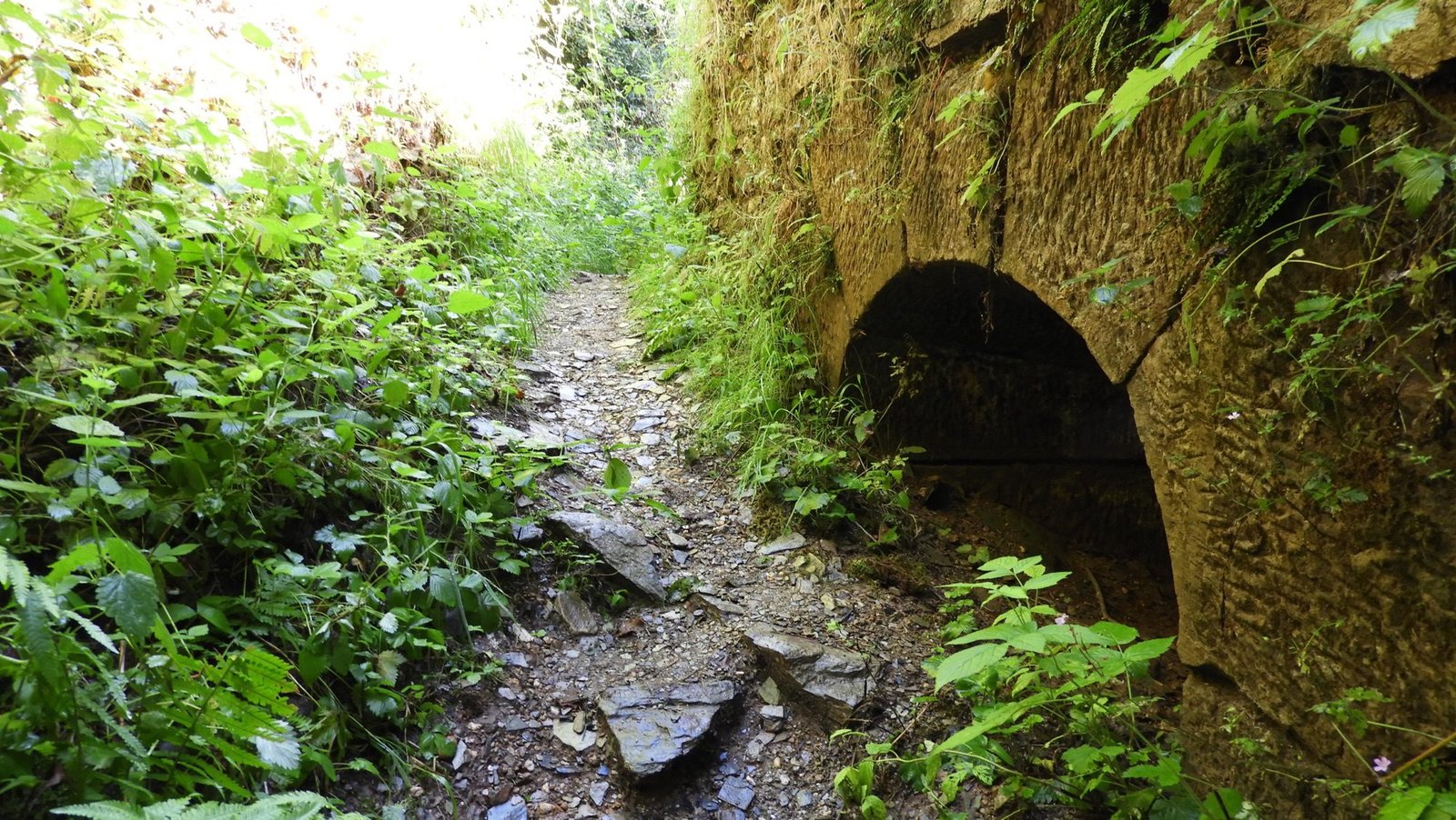 Ingang vvan tunnel in holle weg.