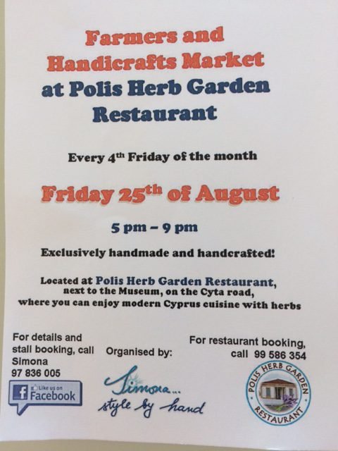Flyer over “Farmers and Handicraft” marktje.