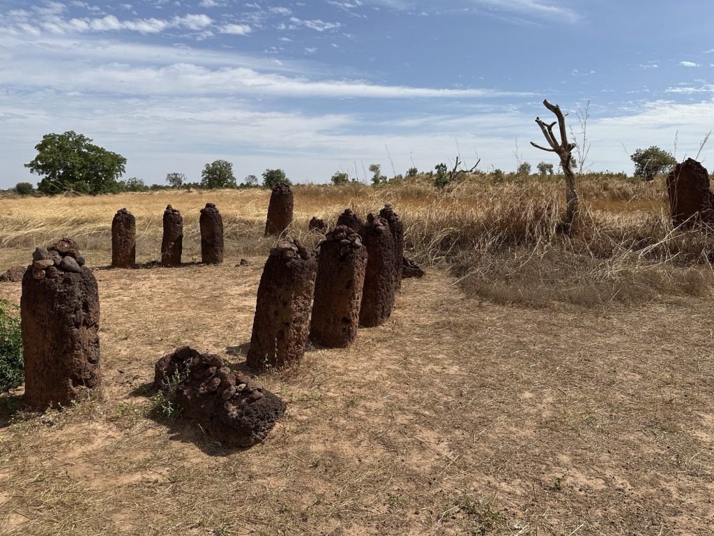 Tiental menhirs in de droge savanne