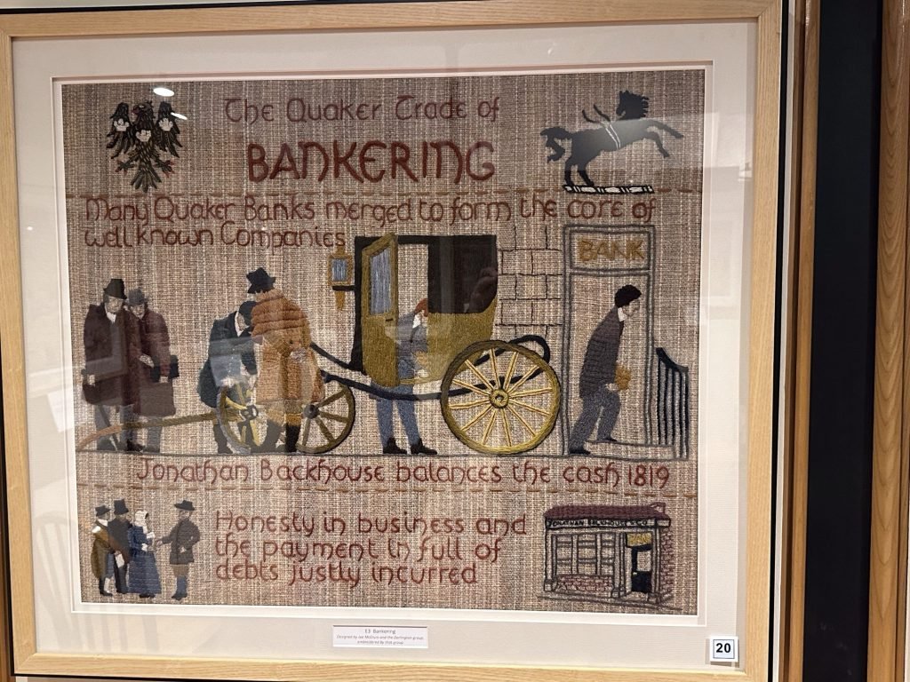 Borduurwerk over bankzaken. 