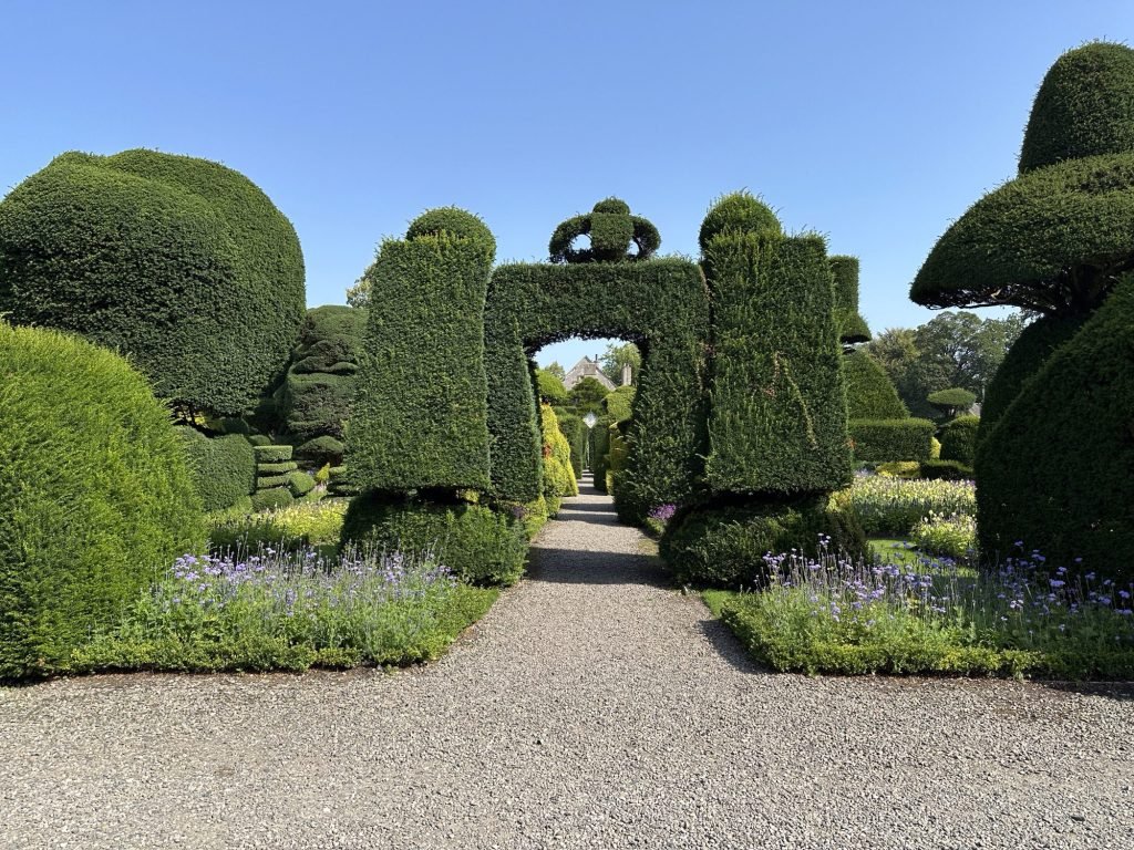 Gesculpteerde buxus doorgangen. 